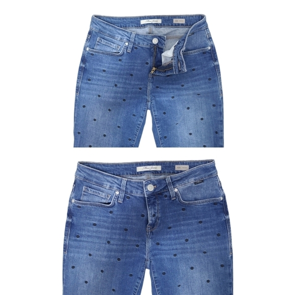 Mavi ADA Boyfriend Embroidered Polka Dot Blue Stretch Ankle Jeans Size 27 - Picture 6 of 16